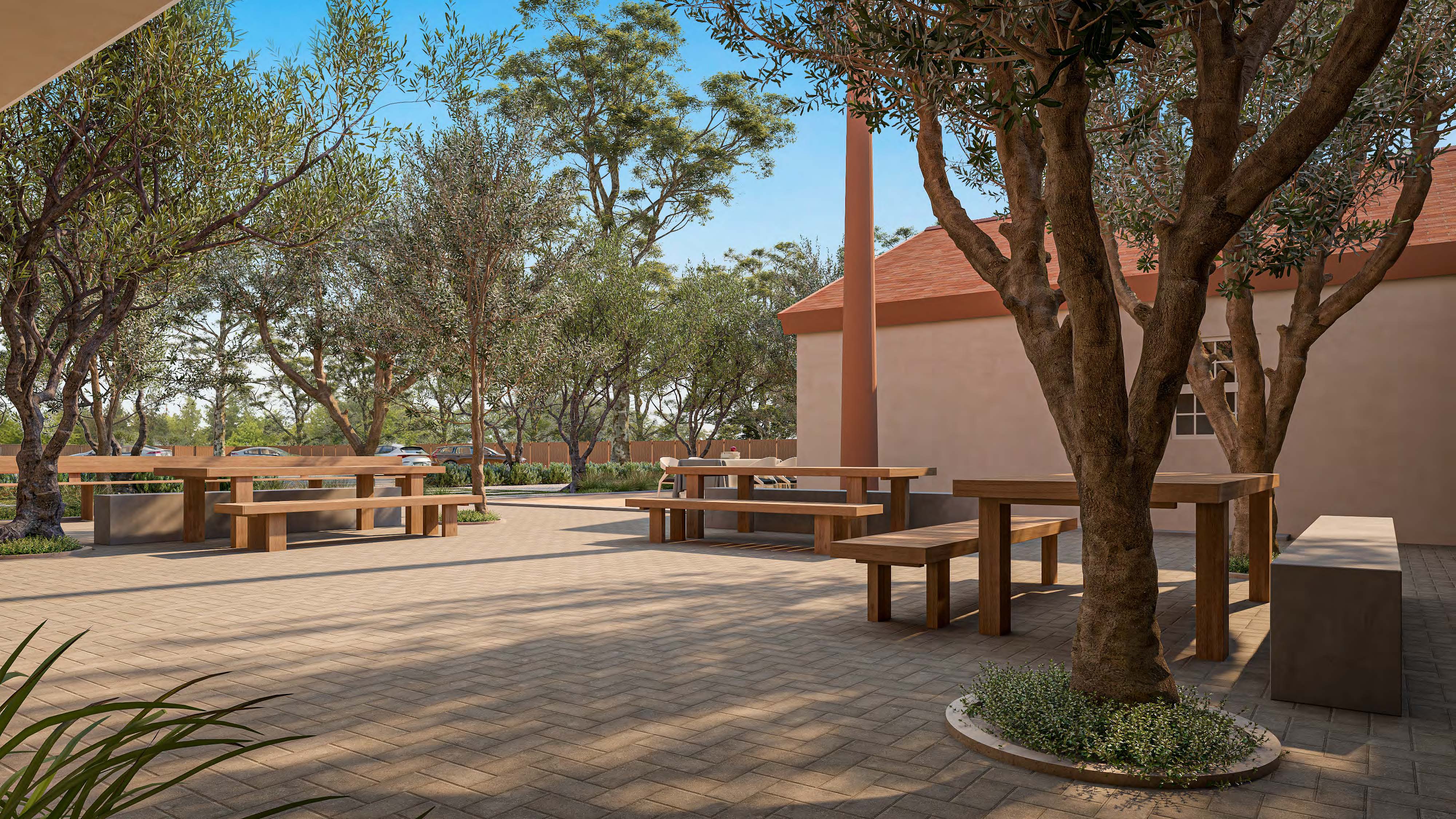 Terrain garden architecture with autumn planting